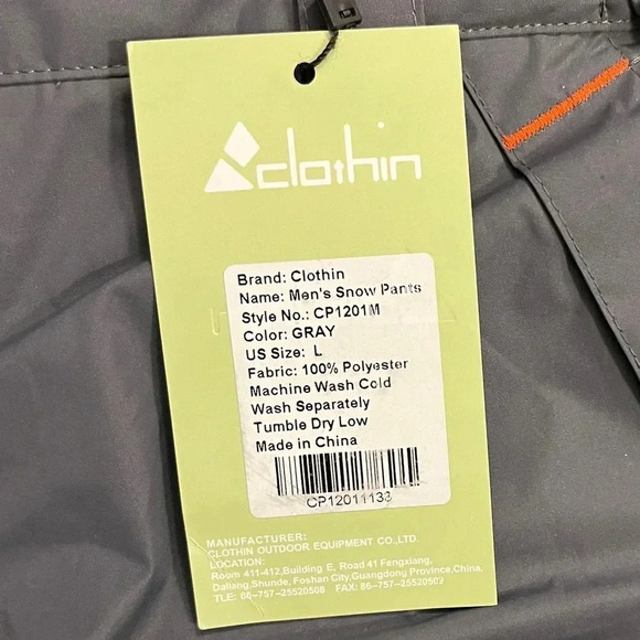 Clothin Snow Pants, Men’s Size Large NWT - Picture 10 of 12